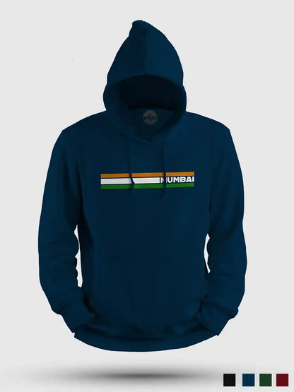 Mumbai Indian Stripes - Navy Blue Cotton Hoodie