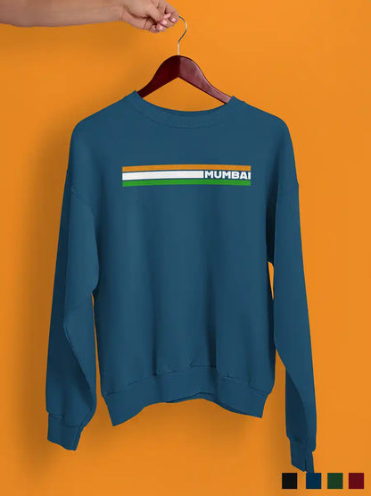 Mumbai Indian Stripes - Navy Blue Cotton Sweatshirt