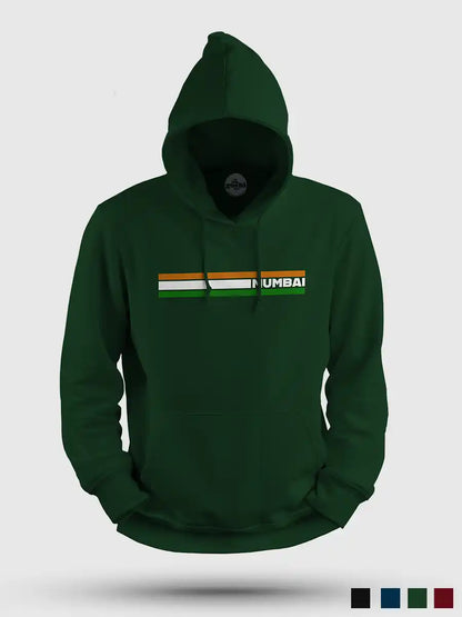 Mumbai Indian Stripes - Olive Green Cotton Hoodie