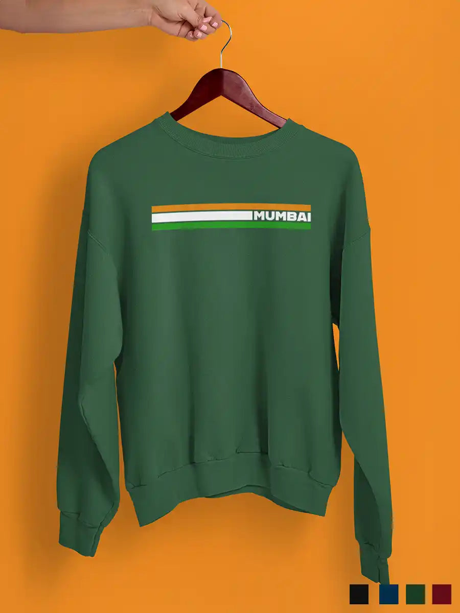 Mumbai Indian Stripes - Olive Green Cotton Sweatshirt
