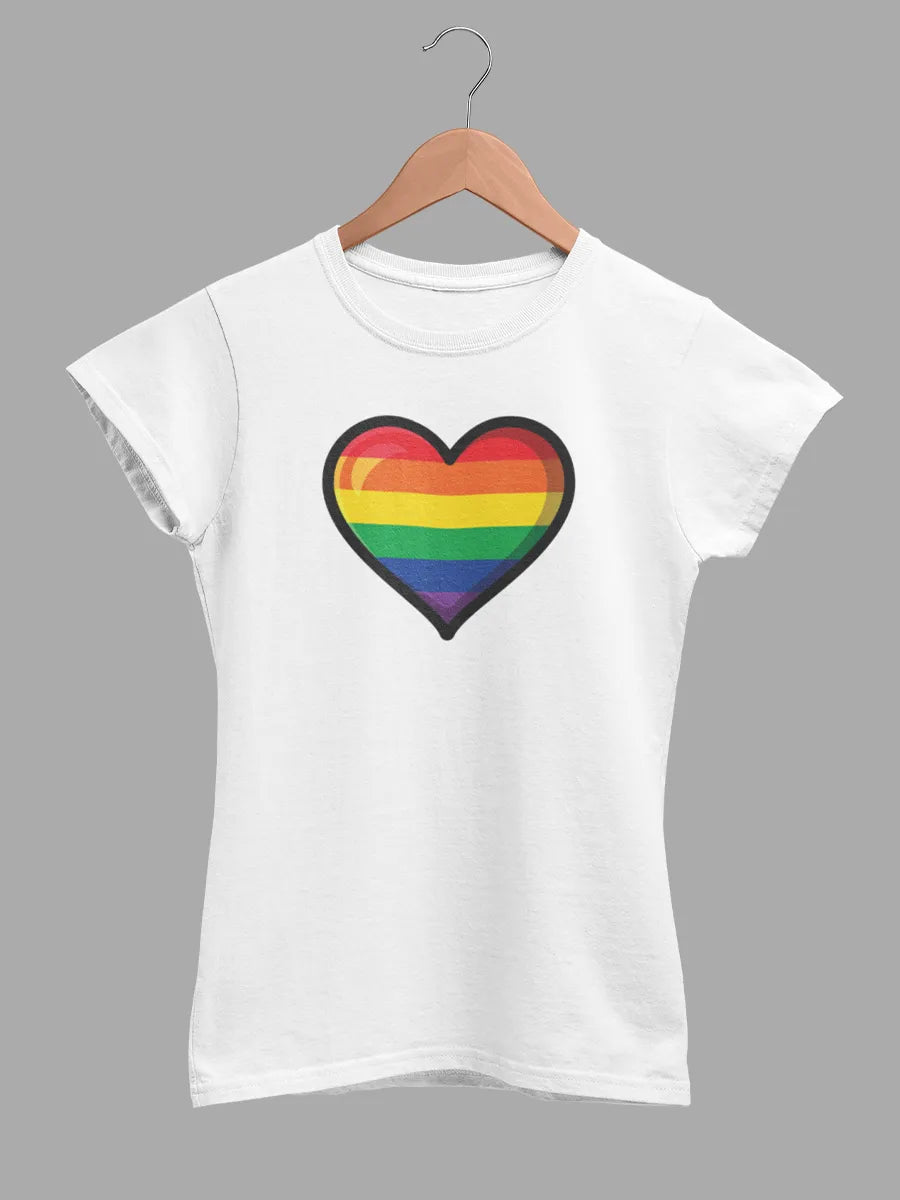 Pride Heart White Women's cotton Tshirt