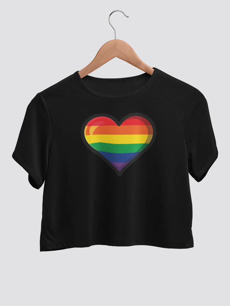 Pride heart Black cotton crop top