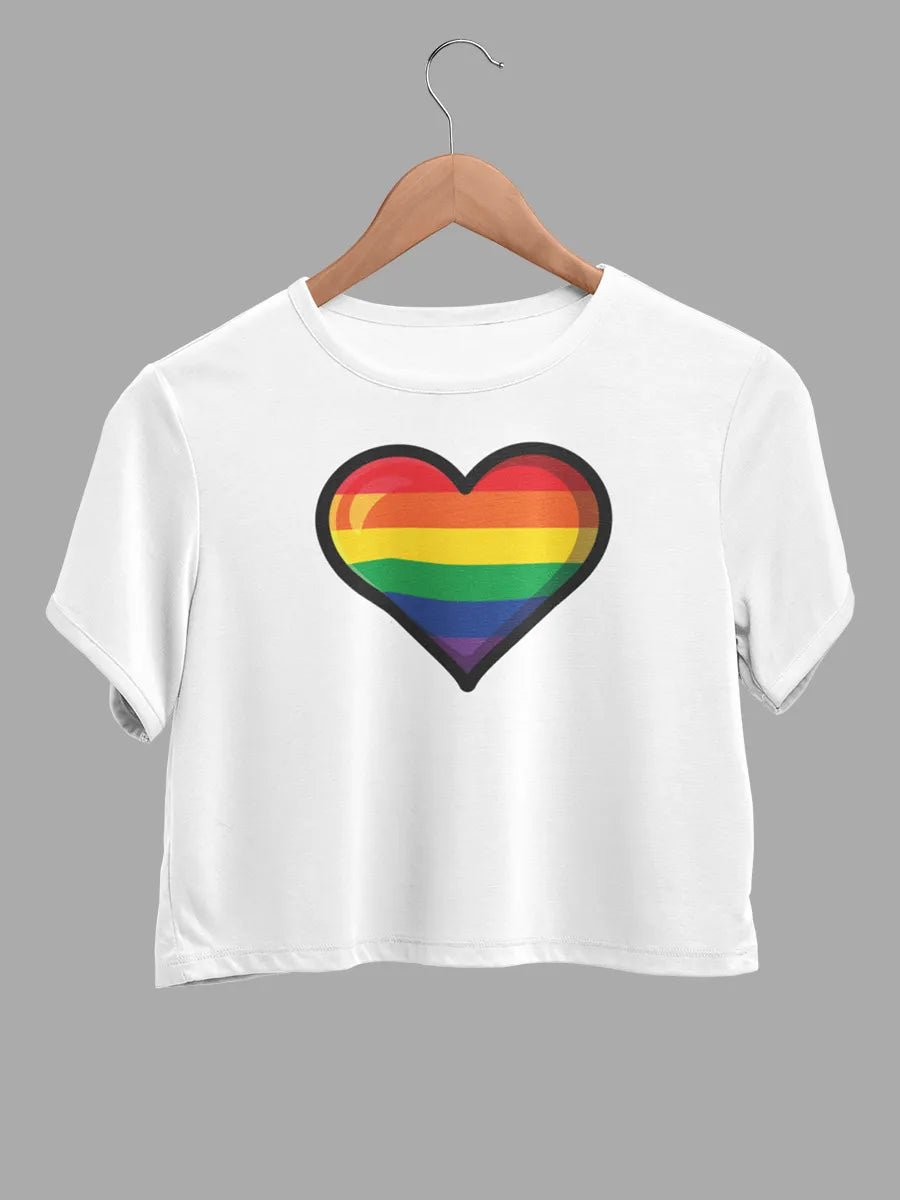 Pride heart white cotton crop top