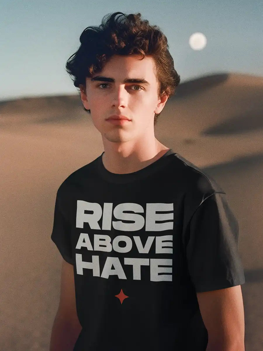 RISE ABOVE HATE - Black Men's Cotton T-Shirt