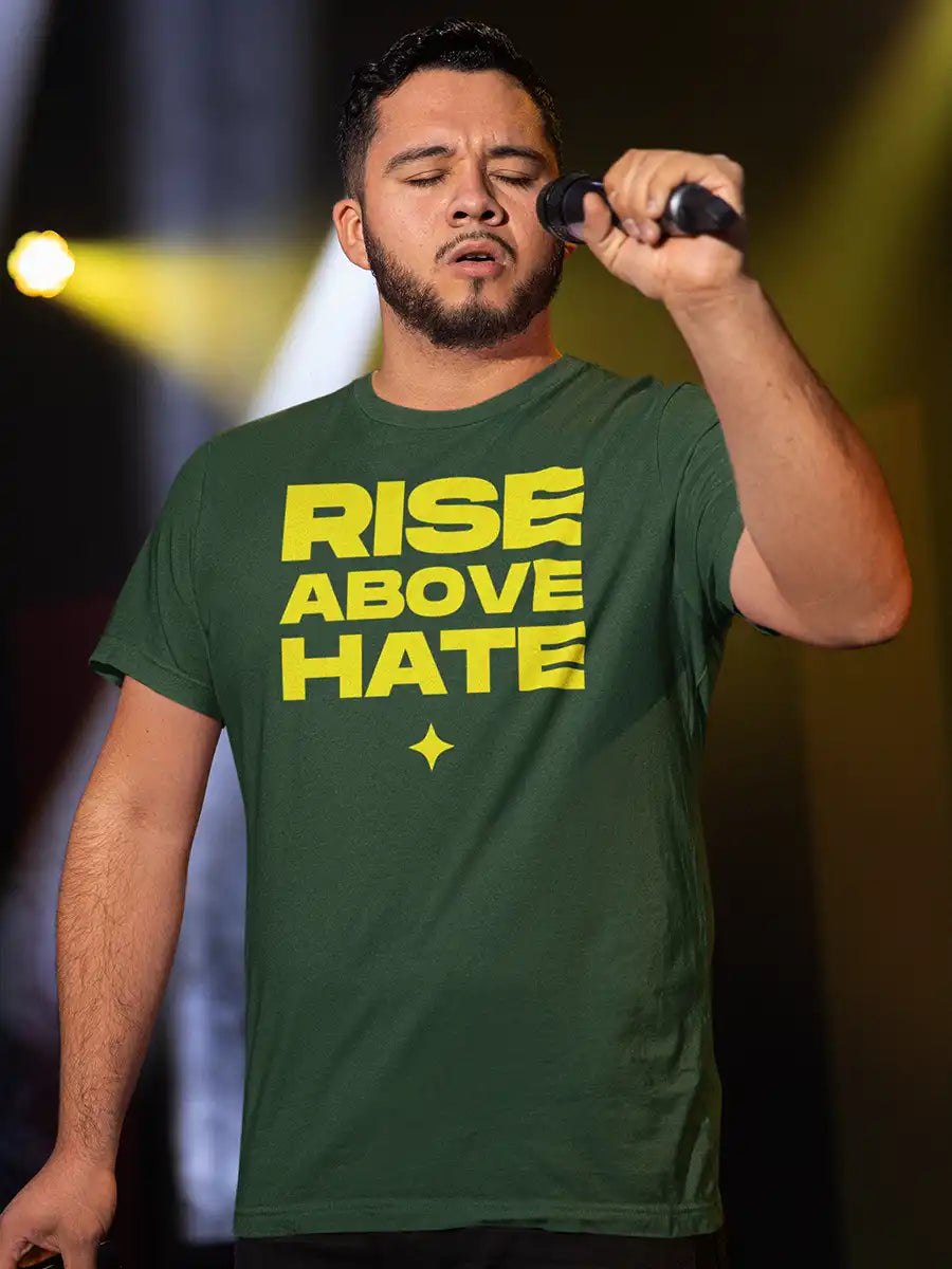 RISE ABOVE HATE - Olive Green Men's Cotton T-Shirt