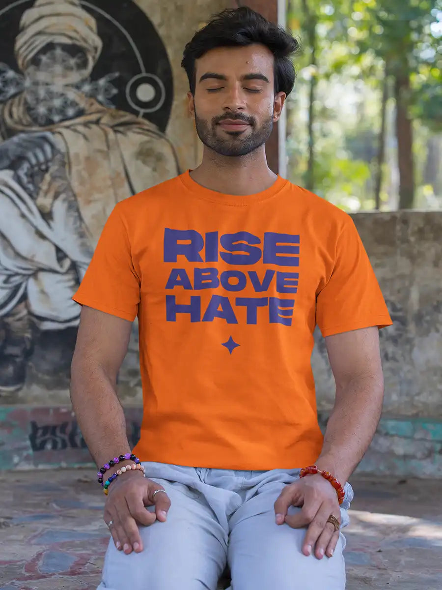 RISE ABOVE HATE - Orange Men's Cotton T-Shirt