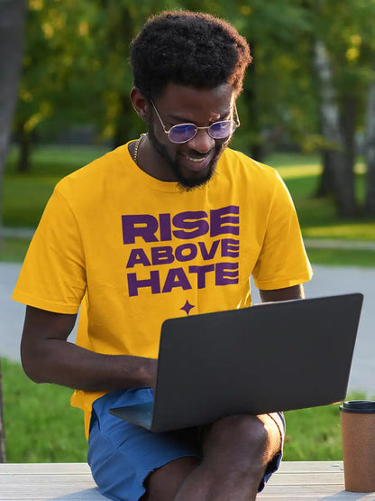 RISE ABOVE HATE - Yellow Men's Cotton T-Shirt