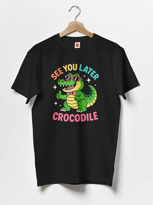 See you later, Crocodile - Men's Black Cotton T-Shirt