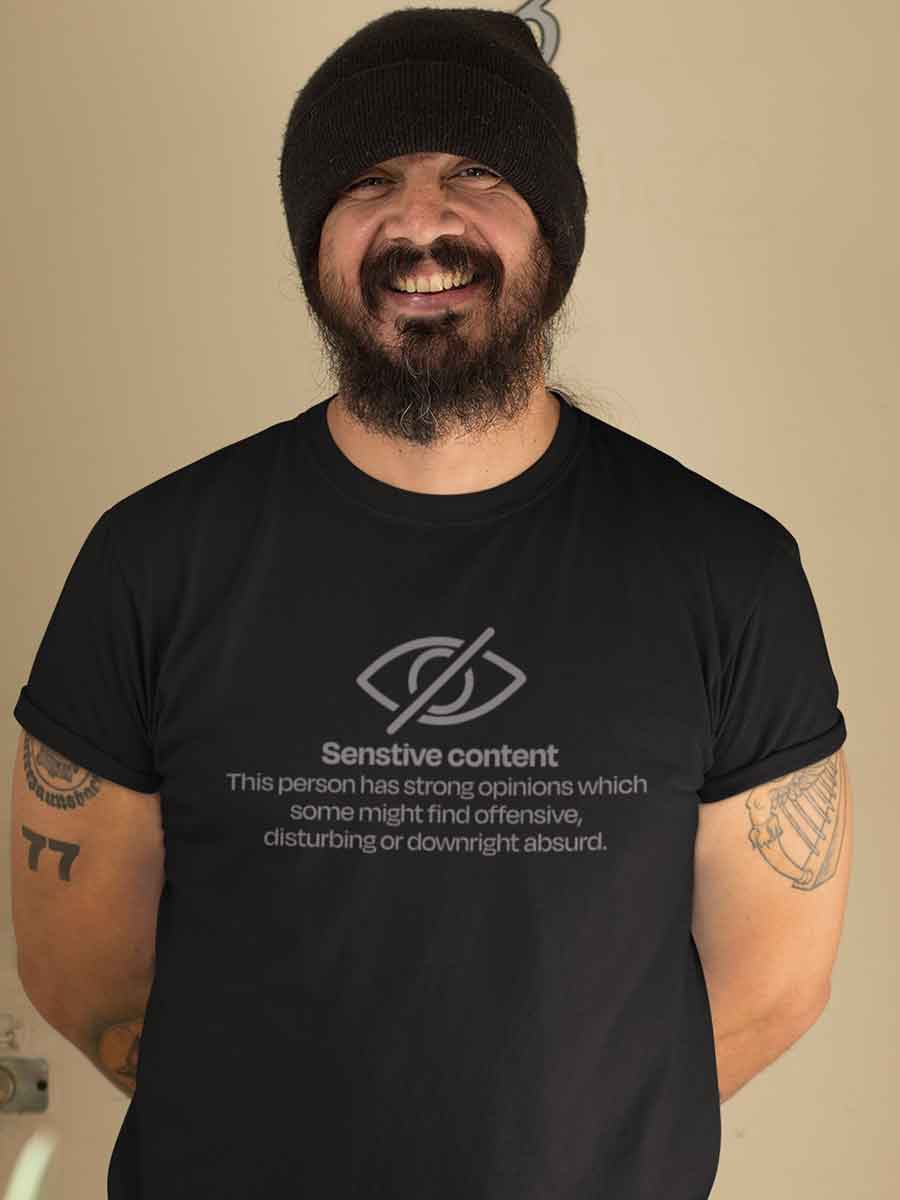 Sensitive Content - White/Black Men's Cotton Tshirt