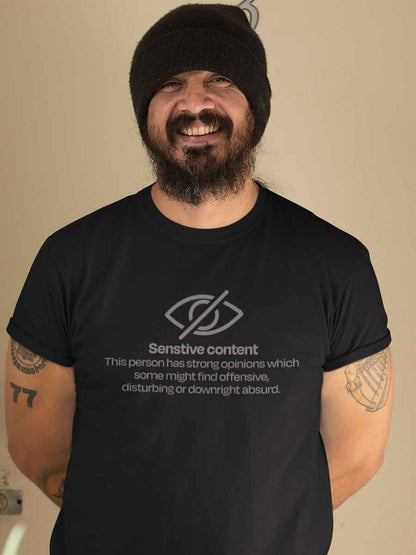 Sensitive Content - White/Black Men's Cotton Tshirt