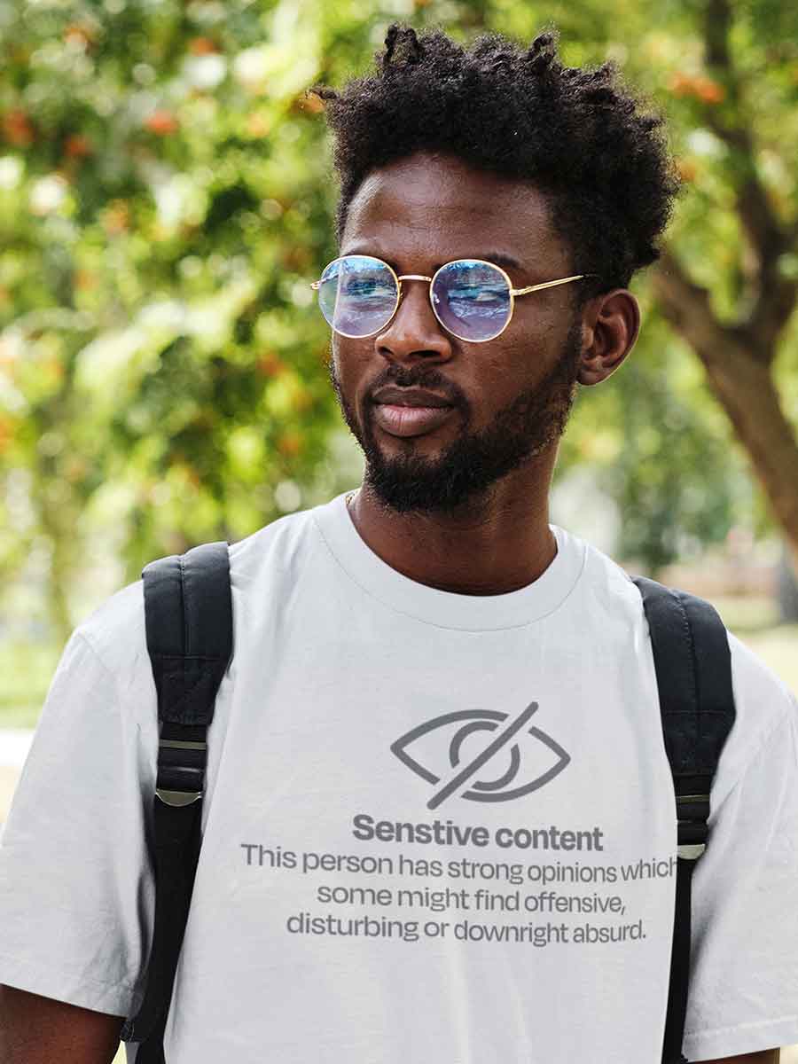 Sensitive Content - White/Black Men's Cotton Tshirt
