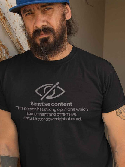 Sensitive Content - White/Black Men's Cotton Tshirt