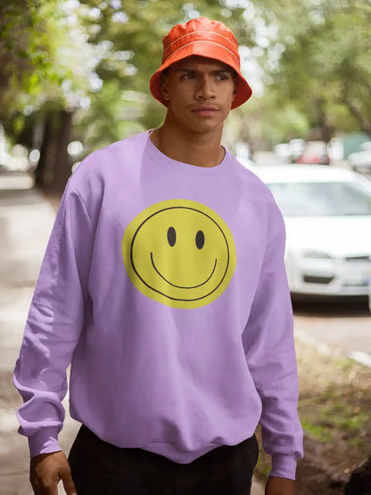 Man wearing Smiley Iris Lavender Cotton Sweatshirt
