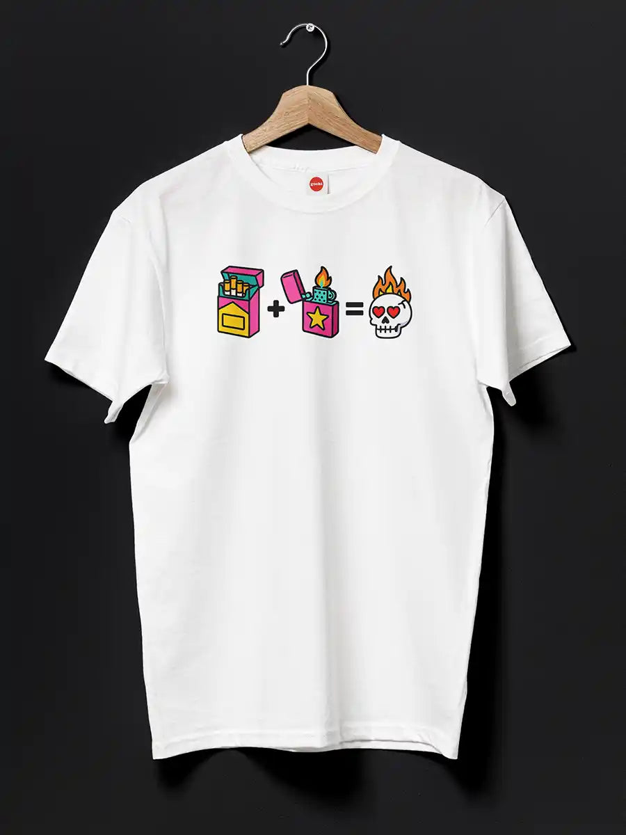Smoke Love - Men's White Cotton T-Shirt
