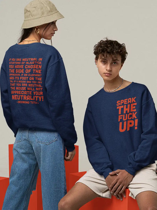 Speak the fuck up- STFU- Navy blue Sweatshirt Couple