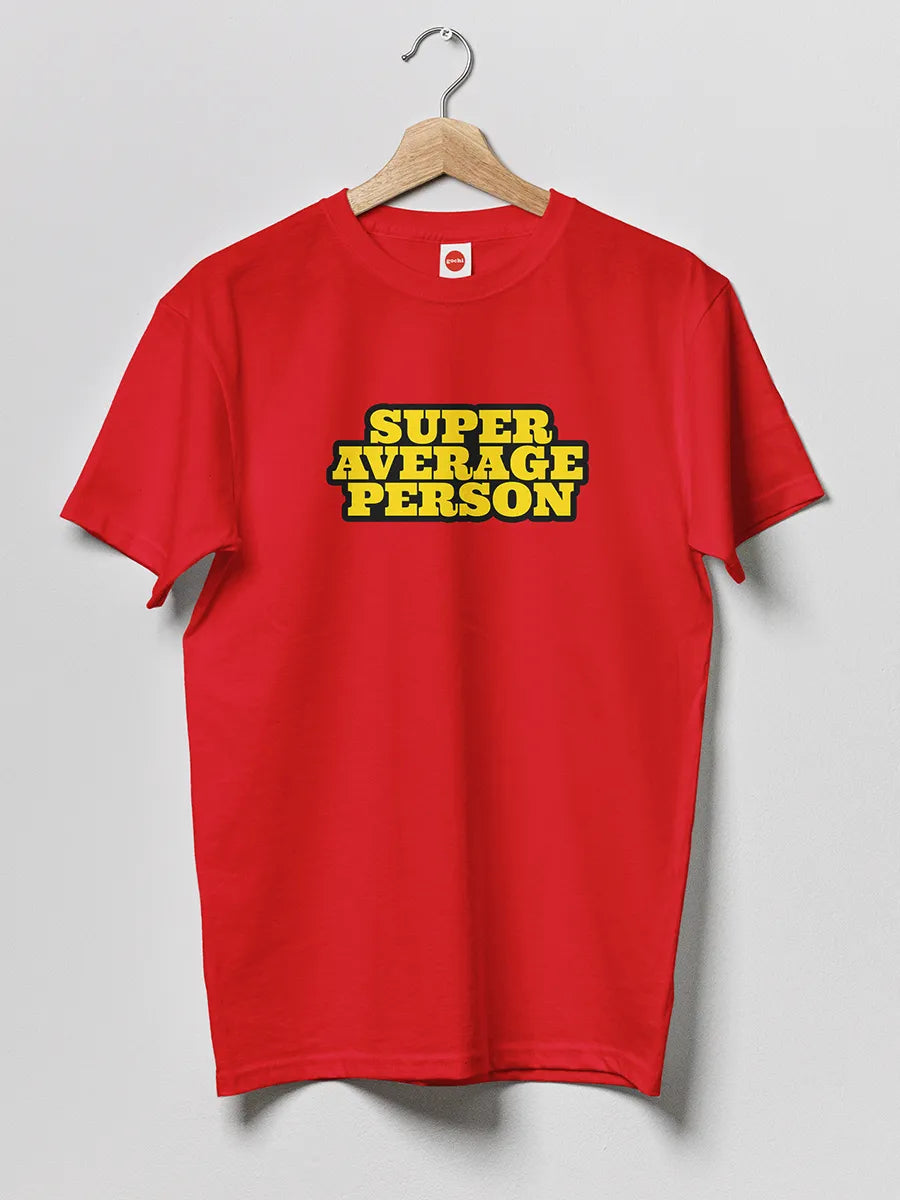  Red Men's cotton Tshirt with quote "Super Average Person"