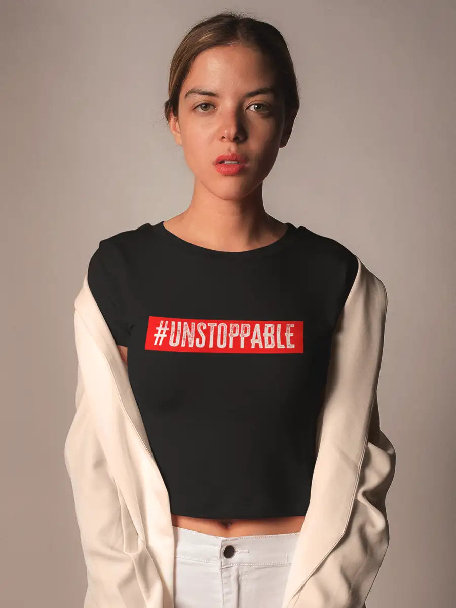 Unstoppable - Back/White Cotton Crop Top