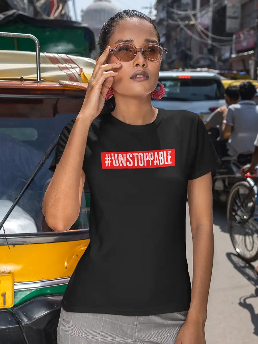 Unstoppable - Back/White Women's Cotton T-Shirt