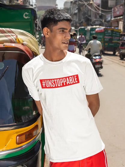 Unstoppable - Back/White Men's Cotton T-Shirt