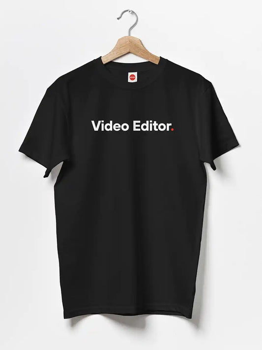 Video Editor- Black Minimalist Men's Cotton T-Shirt
