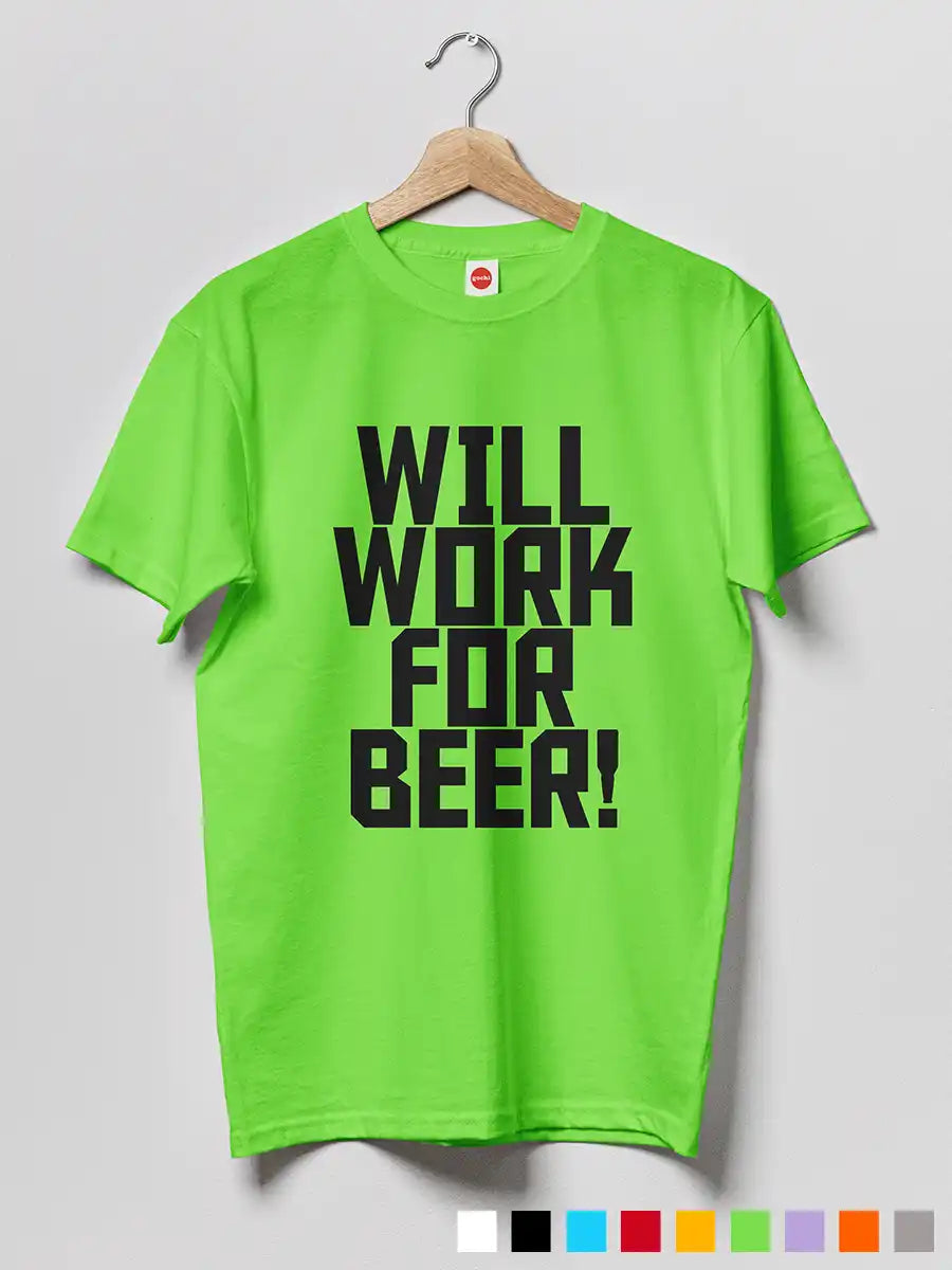 Will work for Beer - Men's Liril Green cotton T-Shirt