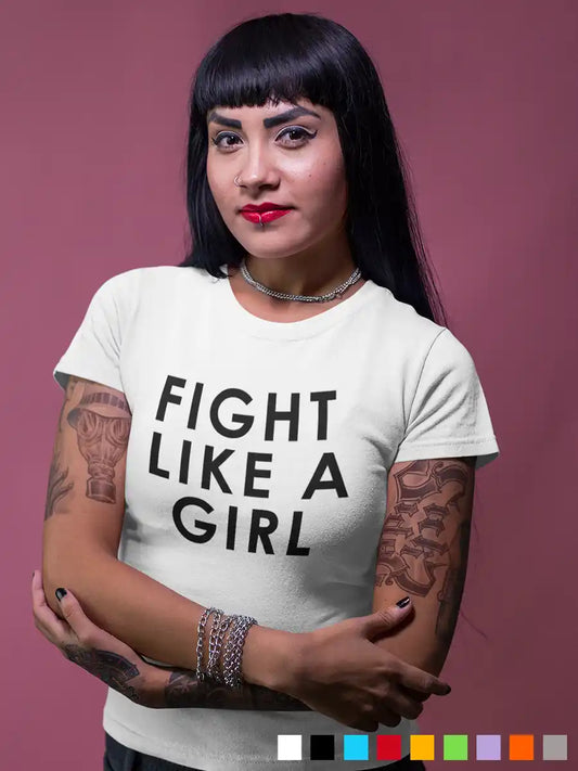 Woman wearing Fight Like a Girl White Women's cotton T-Shirt 