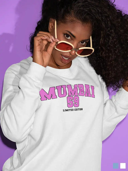 Woman wearing Mumbai 59 - Limited Edition - White Cotton Sweatshirt