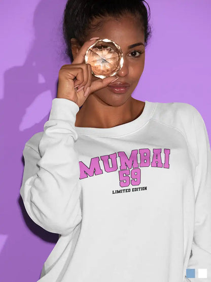 Woman wearing Mumbai 59 - Limited Edition - White Cotton Sweatshirt