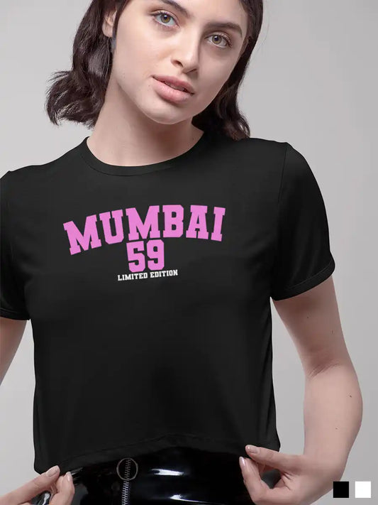 Woman wearing Mumbai 59 - Pink - Cotton Crop Top