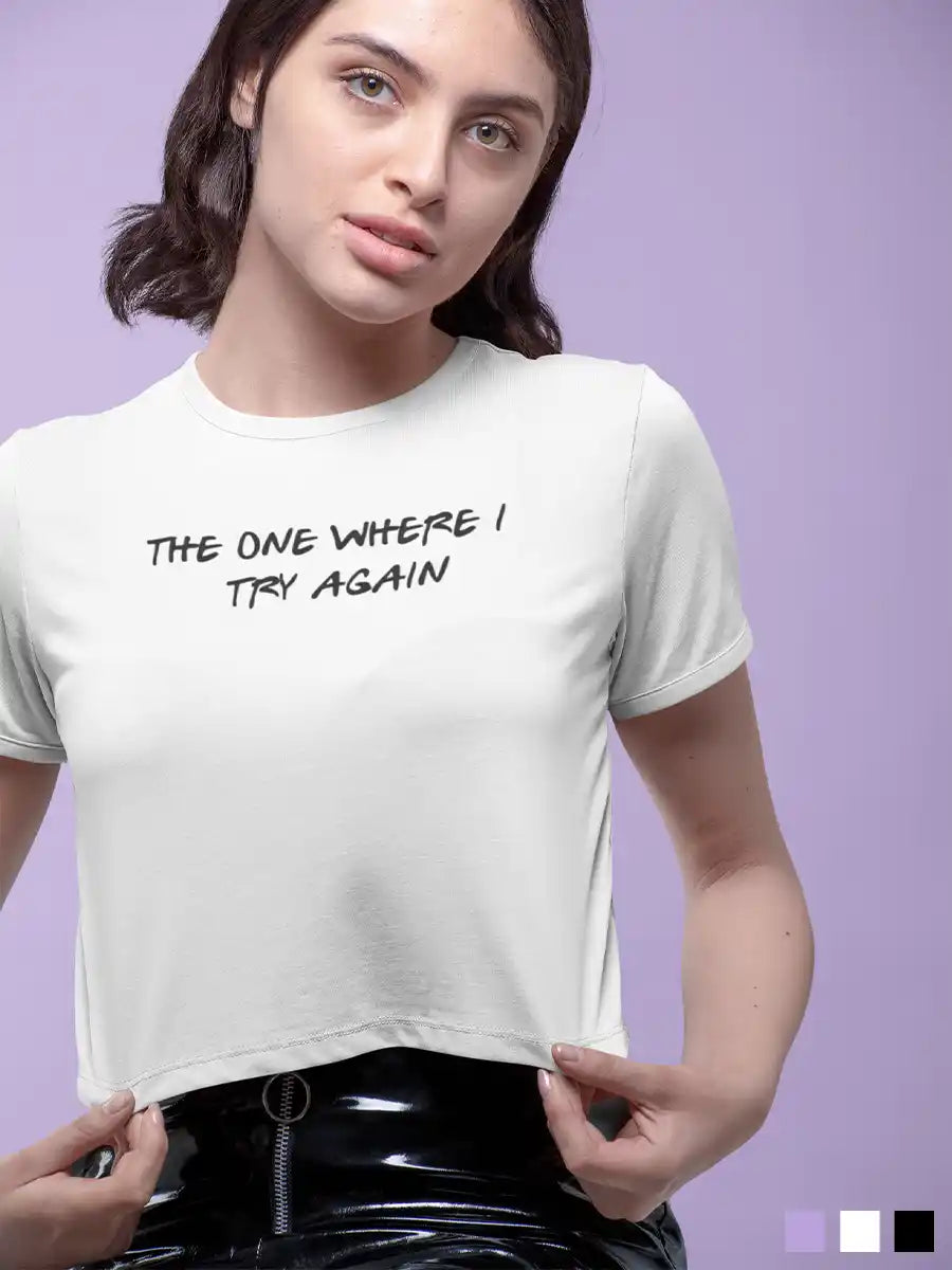 Woman wearing The One where I try again - White Cotton Crop Top