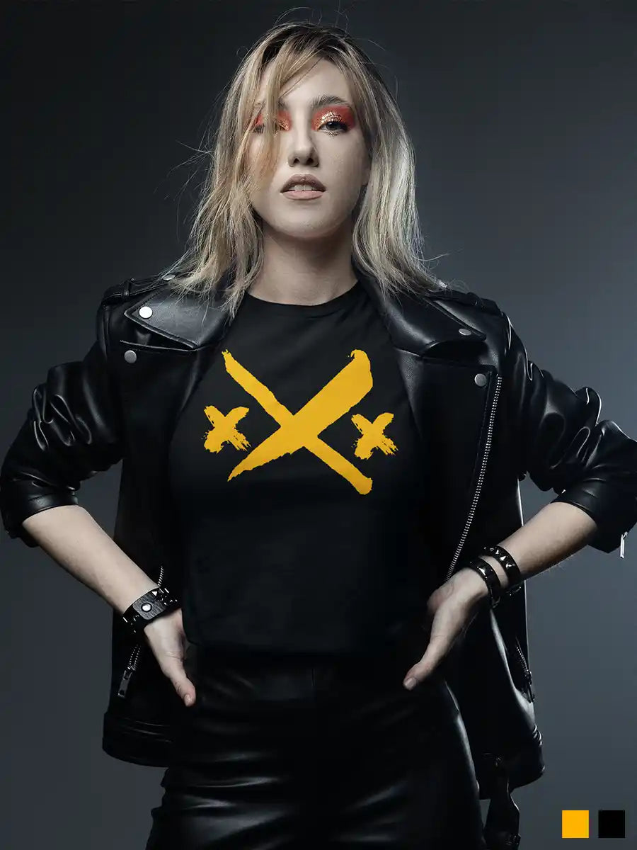 Woman wearing XXX - Women's Black Cotton T-Shirt 