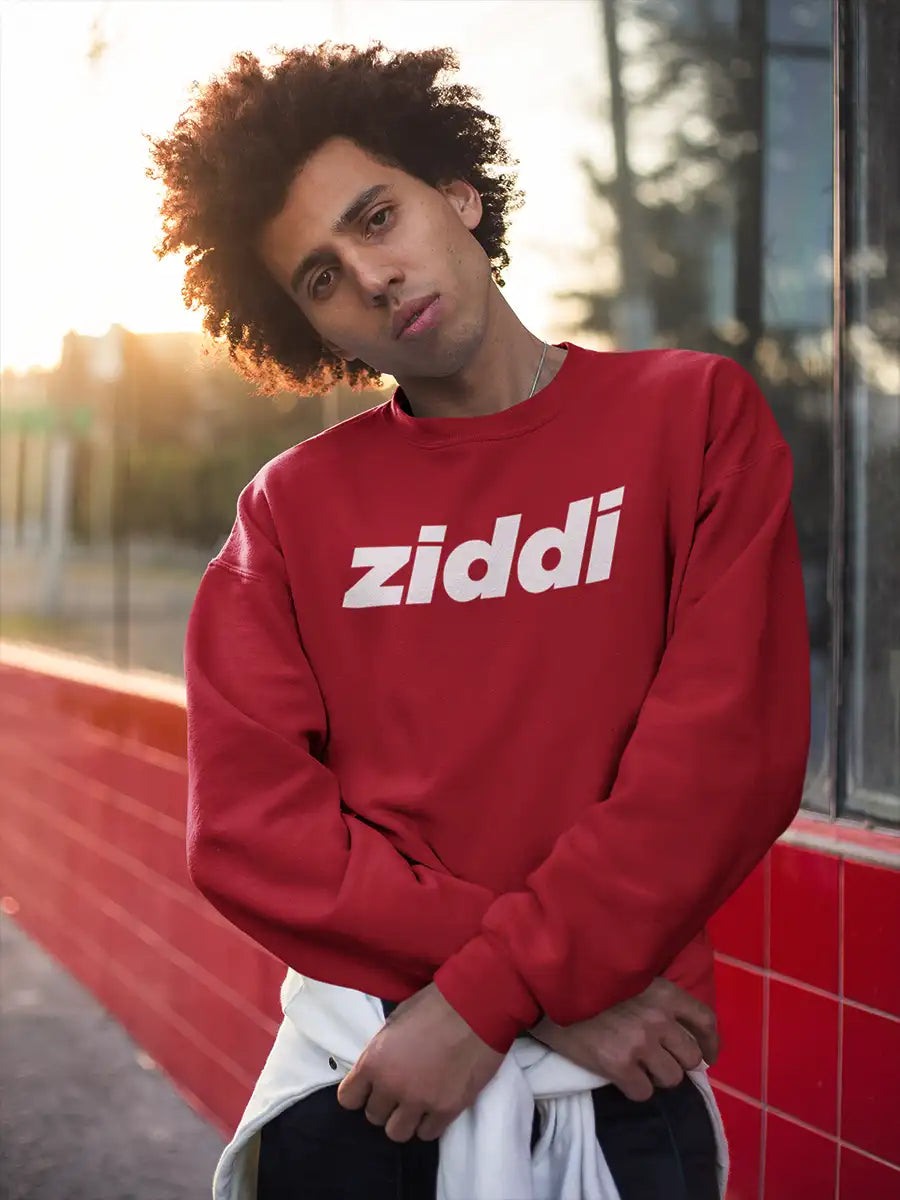 Man Wearing Ziddi Red Cotton Sweatshirt