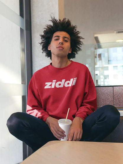 Man Wearing Ziddi Red Cotton Sweatshirt