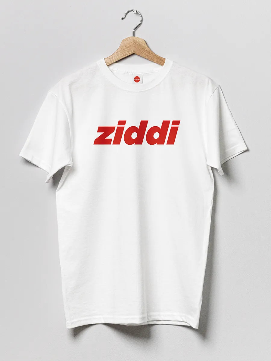 White Men's cotton Tshirt with text "Ziddi"