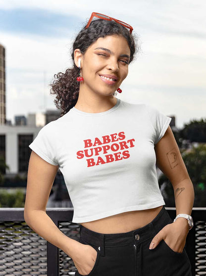 Babes Support Babes - White Cotton Crop Top