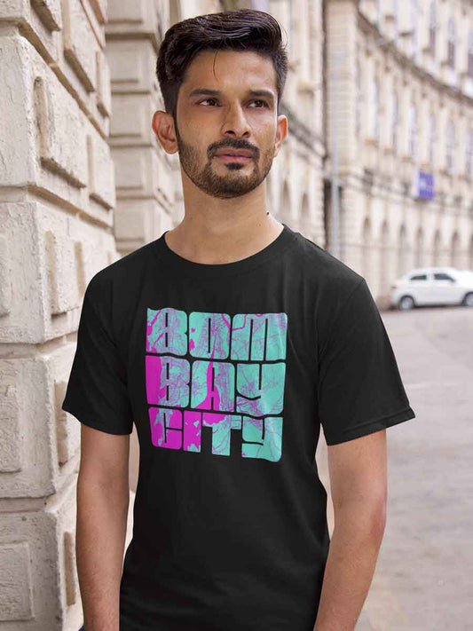 Bombay City - Black Men's Cotton T-Shirt
