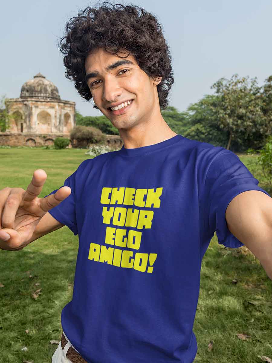 Check Your Ego Amigo - Royal Blue Men's Cotton T-Shirt