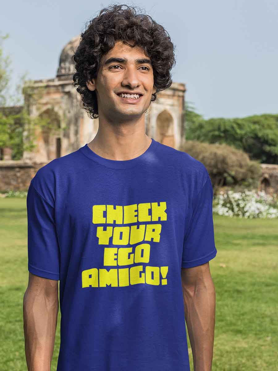 Check Your Ego Amigo - Royal Blue Men's Cotton T-Shirt