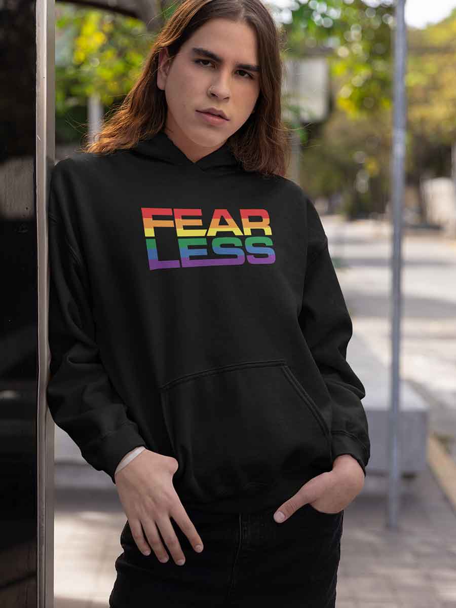 Fearless LGBTQ PRIDE - Black Cotton Hoodie