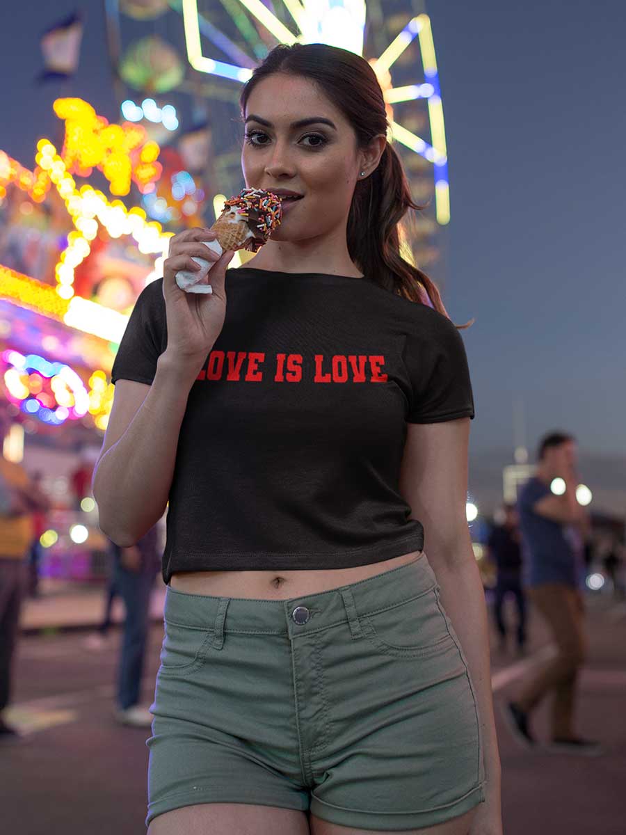 Love is Love - White/Black Cotton Crop Top