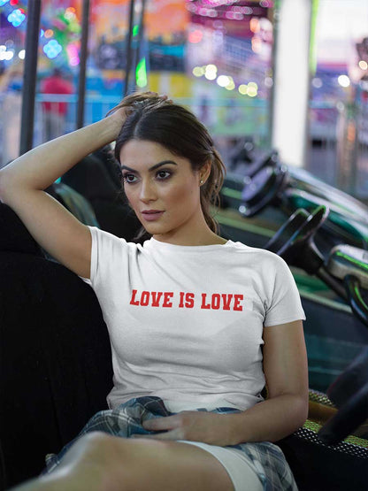 Love is Love - White/Black Cotton Crop Top