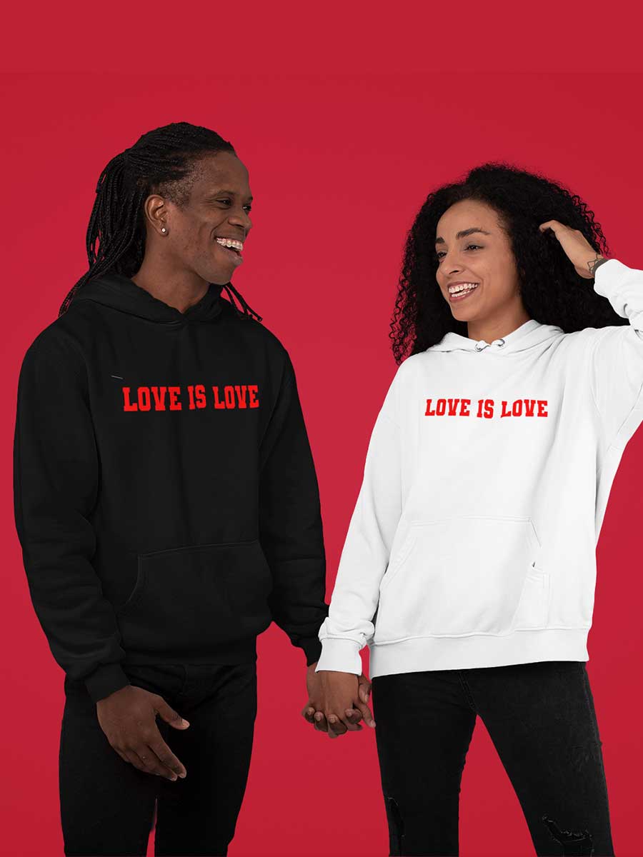 Love is Love - White/Black Cotton Hoodie