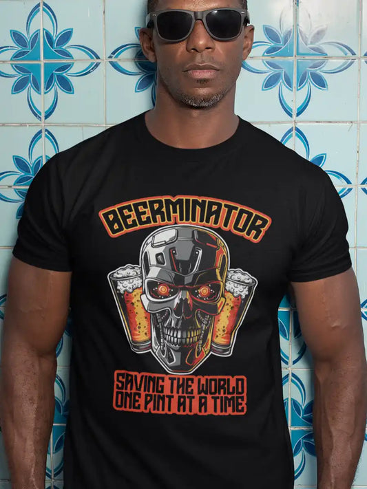 Man wearing Beerminator - Black Men's Cotton T-Shirt