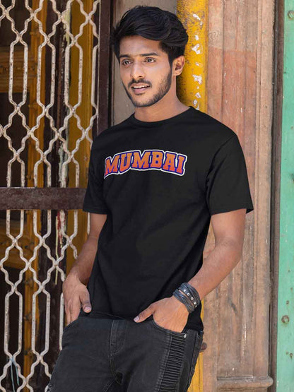 Mumbai - Black Men's Cotton T-Shirt