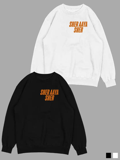 Front of  Sher aaya Sher - Black Cotton Sweatshirt