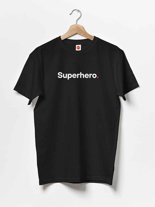 Superhero - Minimalist Black Cotton T-Shirt