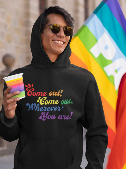Come Out, Come Out - LGBTQ PRIDE - Black Cotton Hoodie