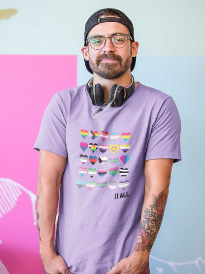 Hearts full of PRIDE flags - LGBTQ - Iris Lavender Men's T-Shirt