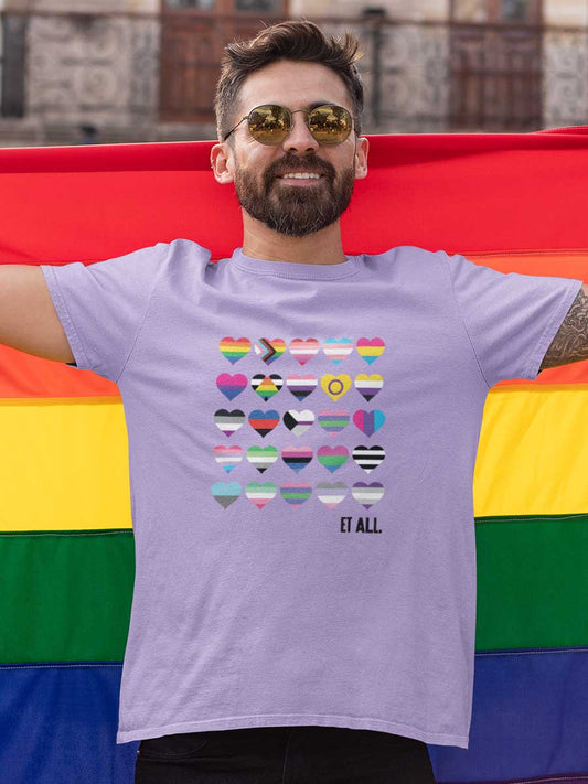 Hearts full of PRIDE flags - LGBTQ - Iris Lavender Men's T-Shirt