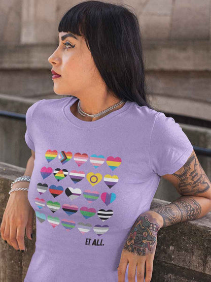 Hearts full of PRIDE flags - LGBTQ - Iris Lavender Women's Cotton T-Shirt